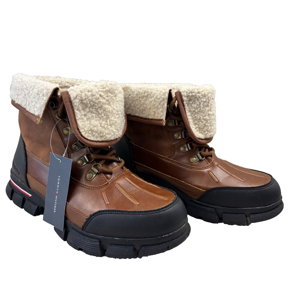 Tommy Hilfiger Men's Idan Fur lined Winter Boot, Medium Brown, 10.5 T113